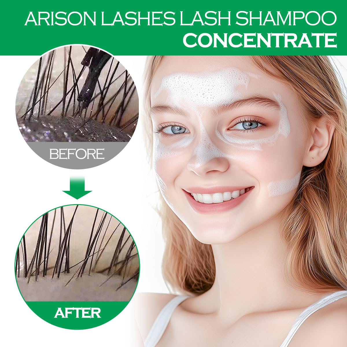 ARISON LASHES Lash Shampoo Concentrate for Lash Extensions 100ML Eyelash Cleanser Concentrate Oil-Free Eyelash Extension Shampoo with Salon Home Care(Aloe Vera)-GlimoraGlow