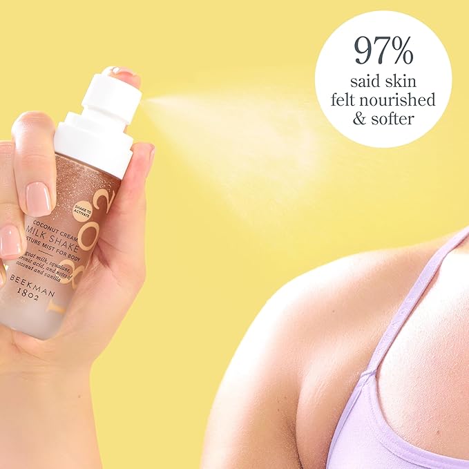 Beekman 1802 Coconut Cream Milk Shake - Body Mist - 2.0 fl. oz - With Hyaluronic Acid & Jojoba Oil - Instantly Moisturizes, Hydrates & Softens - Good for Sensitive Skin - Cruelty Free-GlimoraGlow