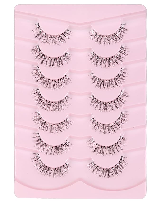 Mink Lashes Wispy False Eyelashes Short Fake Lashes Soft C Curl Eye Lashes Pack Natural Eyelashes Mink Eyelashes Fluffy Strip Lashes 7 Pairs-GlimoraGlow