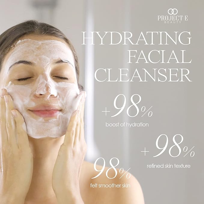 Project E Beauty Hydrating Facial Cleanser Gentle Cleansing | Removes Dirt, Oil & Makeup | Moisturizes & Hydrates | Brightens Complexion | Non-Foaming Formula | For All Skin Types | 125g-GlimoraGlow