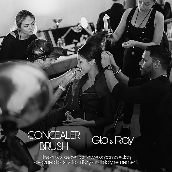 GLO&RAY Angled Concealer Brush with Cap – Flat Top Synthetic Makeup Brush for Under Eye, Spot Coverage, Travel Size Concealer Blending Tool for Liquid & Cream Application (Pink)-GlimoraGlow