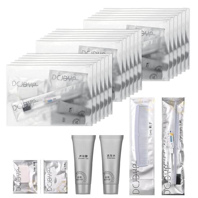 Hygiene Kit, Hygiene Kit Bulk, Travel Hygiene Kit With Toothbrush, Toothpaste, Comb, Shampoo, Shower Gel, Shower Cap And Soap, Individually Packed, Suitable For Hotel, Home, Travel (50 sets)-GlimoraGlow