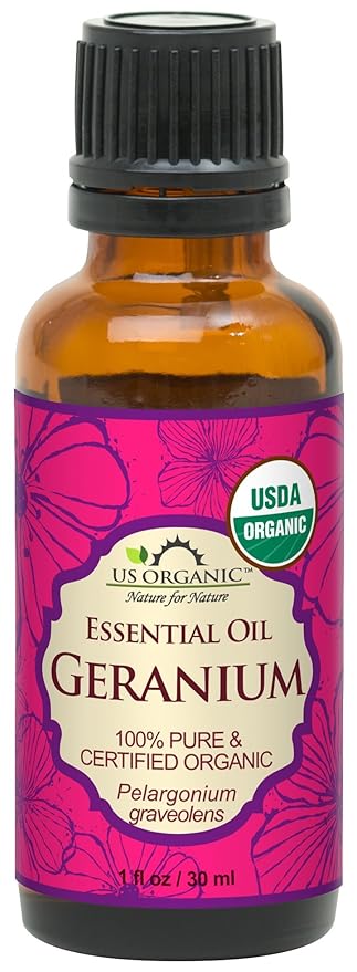 US Organic 100% Pure Geranium Essential Oil - USDA Certified Organic, Steam Distilled - W/Euro droppers (More Size Variations Available) (30 ml / 1 fl oz)-GlimoraGlow