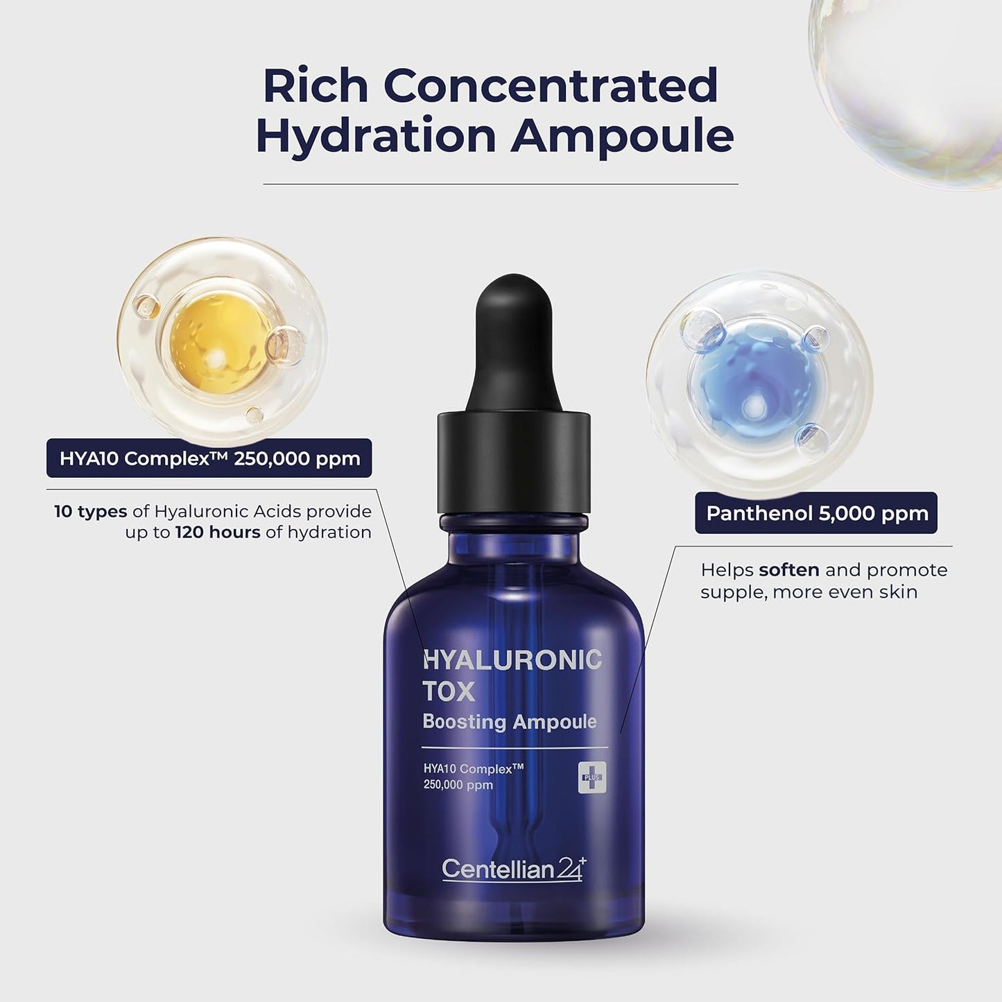 CENTELLIAN 24 Hyaluronic Tox Boosting Ampoule - Deep Moisturization & Hydration with Hyaluronic Acid 250,000 ppm & Panthenol (1.01 fl oz) by Dongkook Pharmaceutical-GlimoraGlow