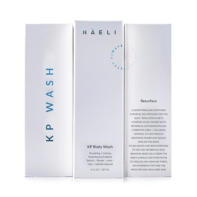 NAELI Keratosis Pilaris & Acne Exfoliating Body Wash Cleanser with 14% Glycolic & Salicylic Acid - Natural KP Bump Eraser & Strawberry Legs Treatment, Back & Butt Acne - Smooths & Hydrates, 6 oz-GlimoraGlow