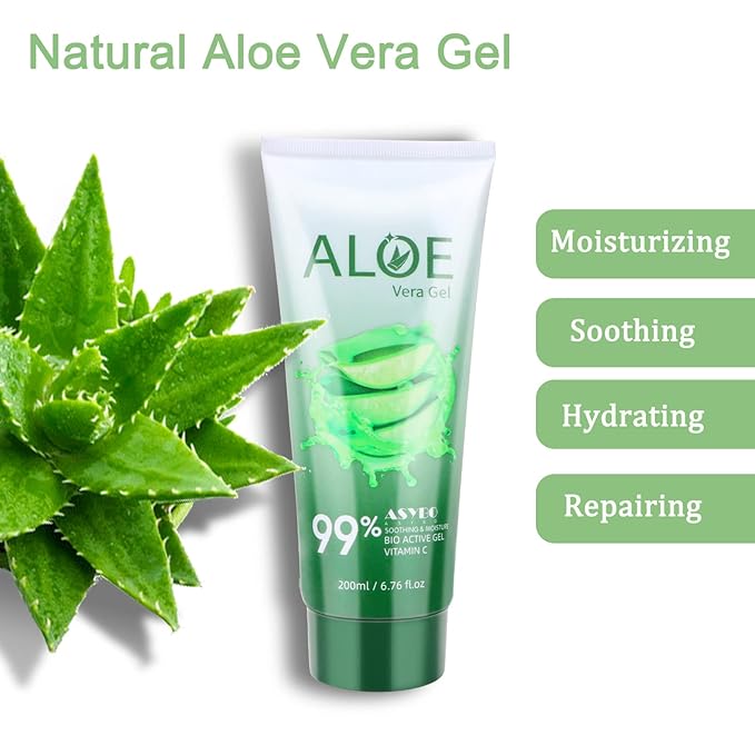 200x2 ML Aloe Vera Gel – 99% Organic Pure Aloe Vera Hydrating Face & Body Moisturizer, Natural Aloe Cream for Dry Skin, Sunburn, Acne, Soothing & Moisturizing-GlimoraGlow