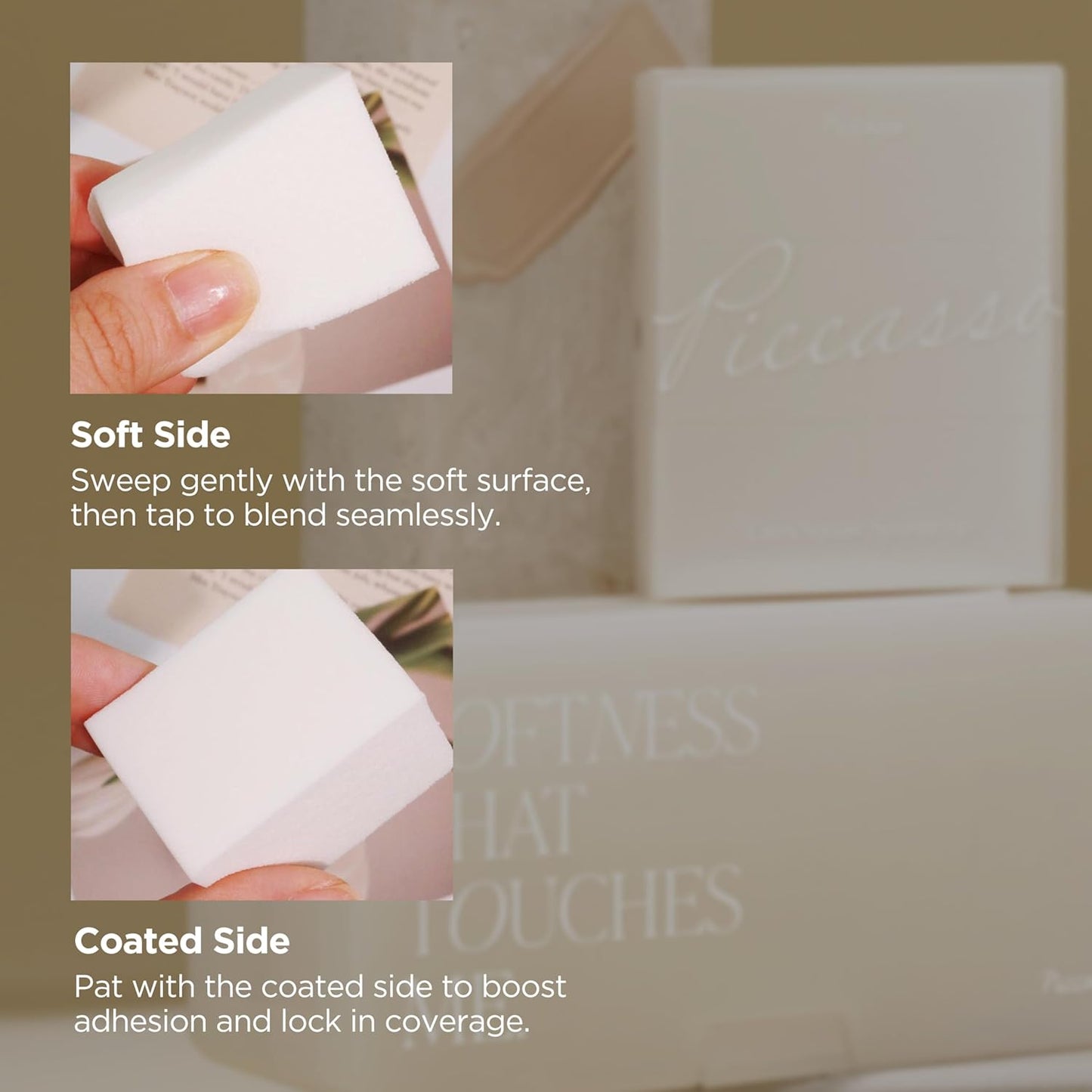 Piccasso Latex Square Makeup Sponges 6P – High Elastic Face Sponges for Foundation, Soft Square Sponges for Makeup, Perfect for Detailed Coverage & Smooth, Seamless Application-GlimoraGlow