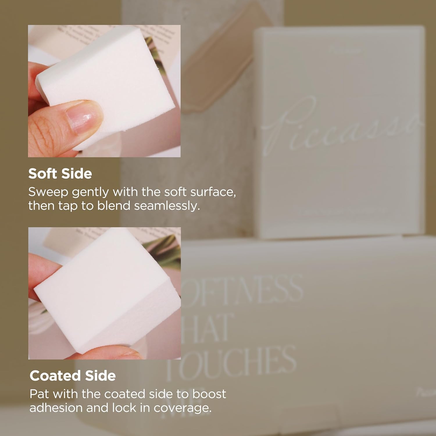 Piccasso Makeup Sponges for Foundation 20P – Latex Square Sponges for Face Makeup, Long-Lasting Sponges with Coating Surface, Ideal for High-Adherence & Hygienic Daily Use-GlimoraGlow