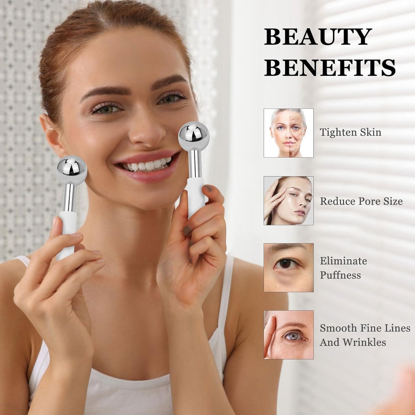 Ice Globes for Face & Eyes - Unbreakless Stainless Steel Cryo Sticks Facial Massage Tools Cold Therapy Cooling Globes to Reduce Puffiness, Wrinkles, Dark Circles Spa & Esthetician Supplies-GlimoraGlow