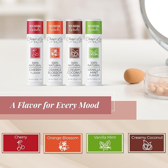 100% Natural Lip Balm Set - Hydrating and Moisturizing Beeswax Natural 4 Flavor Assortment - Lip Moisturizer for Dry Lips - Cocoa Butter - Petroleum Free Pack of 8-GlimoraGlow