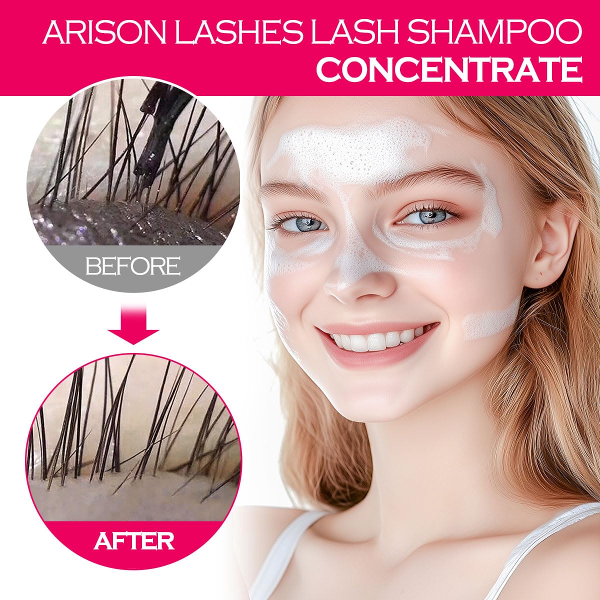 ARISON LASHES Lash Shampoo Concentrate for Lash Extensions 100ML Eyelash Cleanser Concentrate Oil-Free Eyelash Extension Shampoo with Salon Home Care(Rose)-GlimoraGlow
