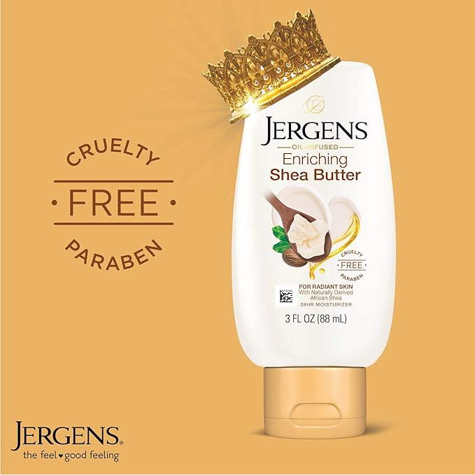 Jergens Shea Butter Hand and Body Lotion, Deep Conditioning Moisturizer, 3X More Radiant Skin, with Pure Shea Butter, Dermatologist Tested, 3 oz, 8 pack-GlimoraGlow