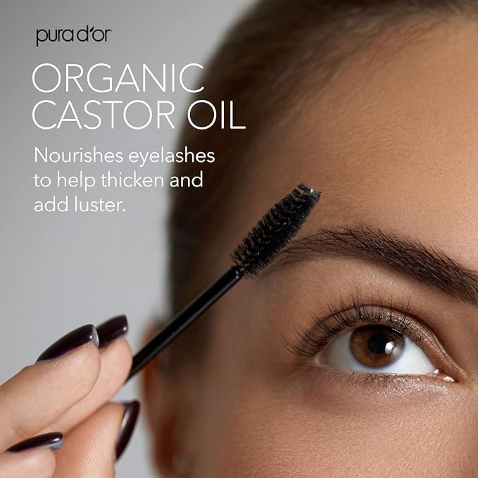 PURA D'OR 4 Oz ORGANIC Castor Oil - 100% Pure USDA Certified Cold Pressed, Hexane Free Eyelash & Eyebrow Serum - For Fuller, Thicker Lashes & Brows - Skin & Hair-GlimoraGlow