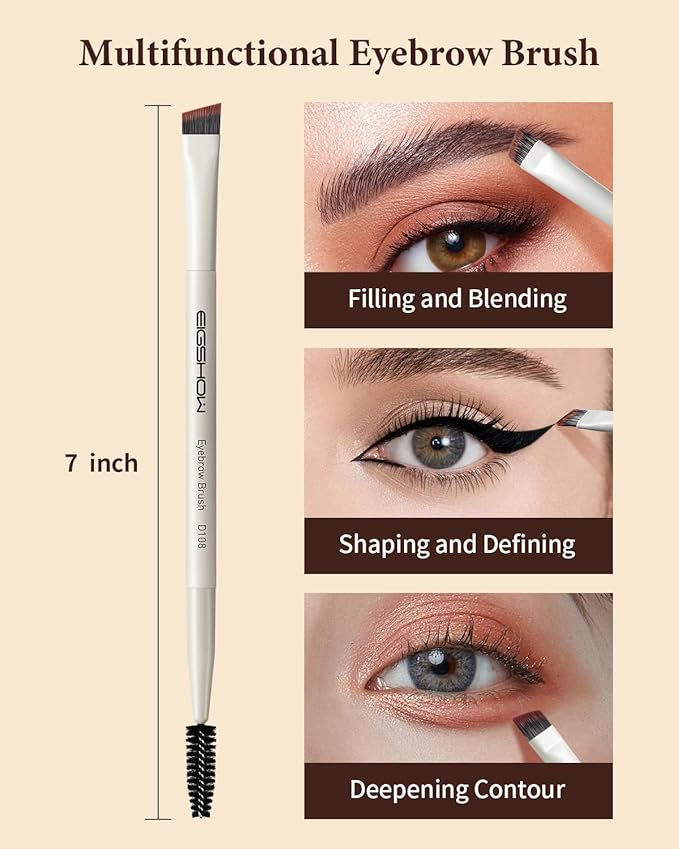 Eyebrow Brush, Dual-ended Angled Eyebrow Brush for Brows or Lashes D108 - Black-GlimoraGlow