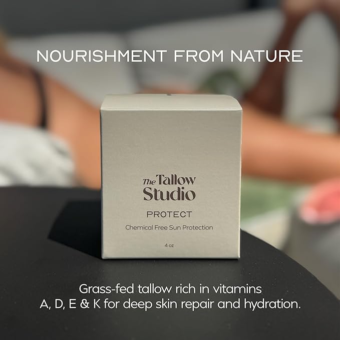 Everyday Tallow Mineral Sunscreen ~ SPF 30 | 100% Grass-Fed & Organic | Face & Body | Naturally Scented with Frankincense & Lavender Oil | Zinc Oxide | Water Resistant (2oz)-GlimoraGlow