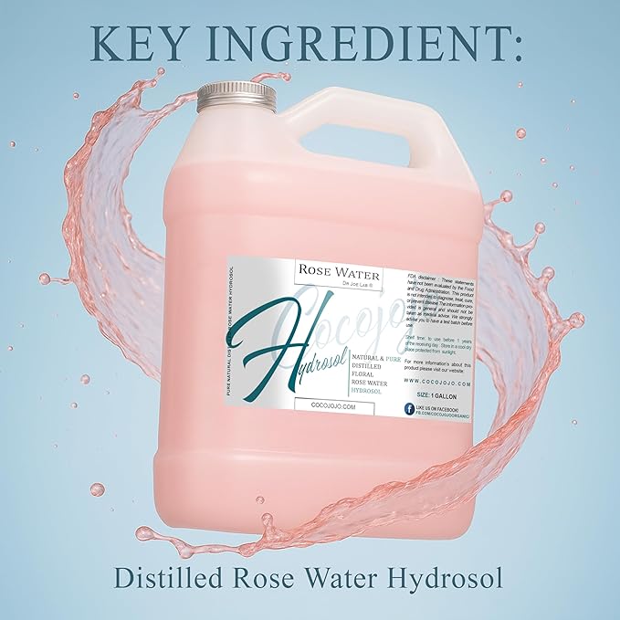 Rose Hydrosol Spray Cleansing Non GMO Facial Toner for Face Body Locs Rose Water Hydrating Face Mist, for Hydration Pure & Natural Hydrosol for All Skin Types - COCOJOJO - Bulk 128 OZ - 1 Gallon-GlimoraGlow