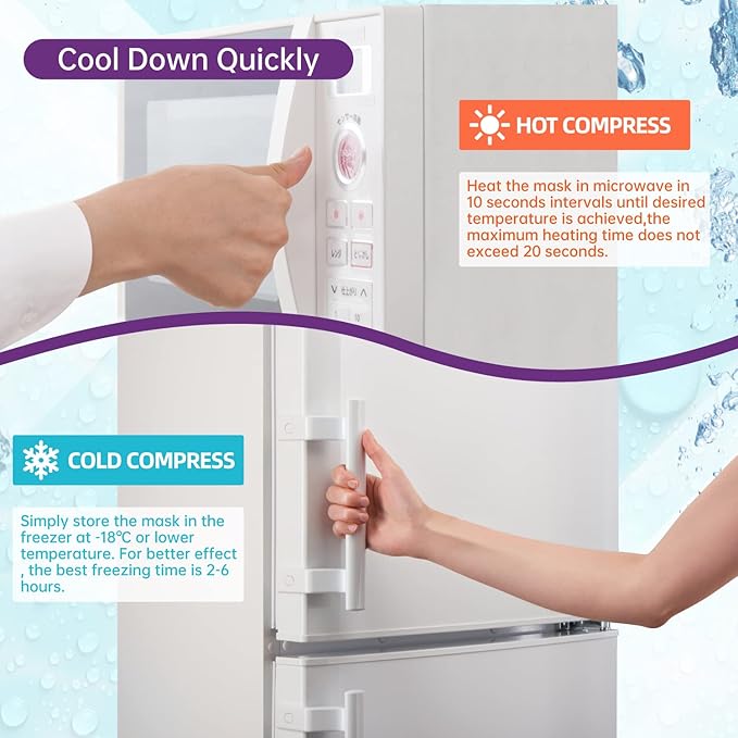 Ice Face Mask Reusable and Cold Gel Eye Mask for Puffiness/Dark Circles/Eye Bags/Dry Eyes/Headaches/Migraines/Stress Relief, Ice Pack for Eyes & Face (Purple)-GlimoraGlow