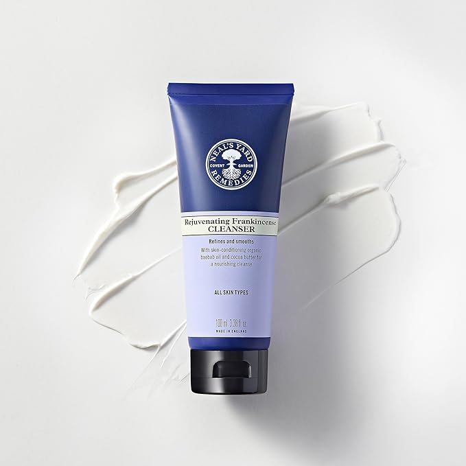 Neal's Yard Rejuvenating Frankincense Cleanser with Aloe Vera & Cocoa Butter, Smoothes & Refines, All Skin Types, Vegan Approved, Cruelty-Free 100mL-GlimoraGlow