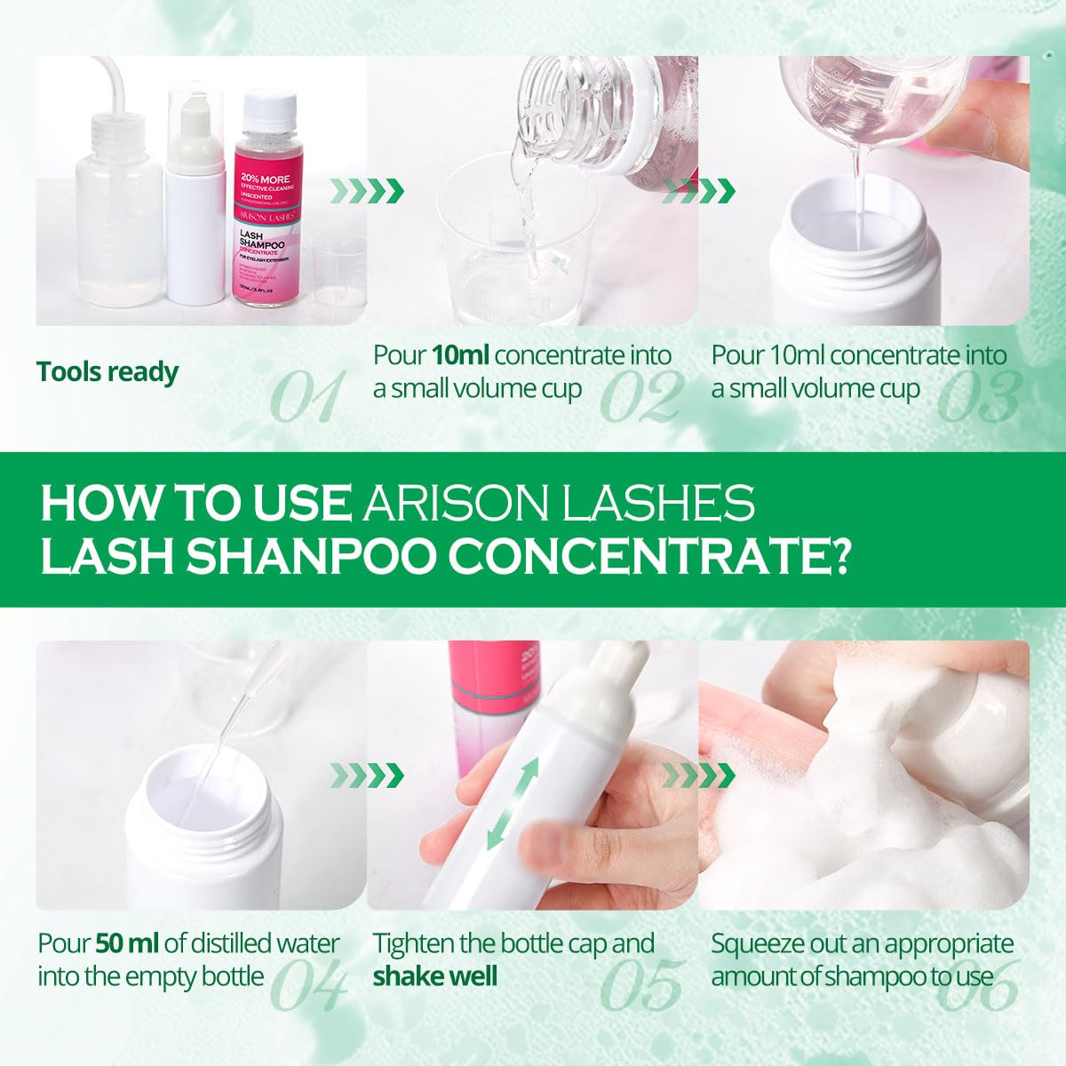 ARISON LASHES Lash Shampoo Concentrate for Lash Extensions 100ML Eyelash Cleanser Concentrate Oil-Free Eyelash Extension Shampoo with Salon Home Care(Aloe Vera)-GlimoraGlow