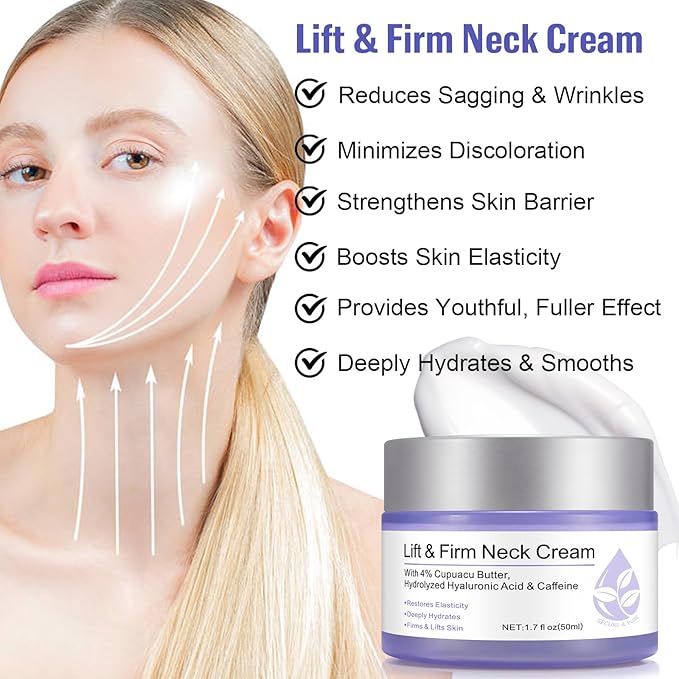 Neck Firming Cream, Neck Cream for Tightening & Neck Lift, Anti-Aging Neck Cream for Wrinkles 1.7 Fl.Oz-GlimoraGlow