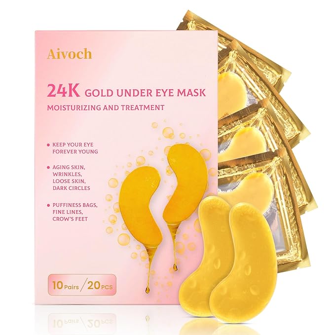 10Pairs 20Pcs 24K Gold Under Eye Patches, Collagen Eye Masks for Dark Circles and Puffiness, Reduce Wrinkles and Puffy Eyes, Refresh Your Skin, Women Skincare Eye Treatment Products-GlimoraGlow