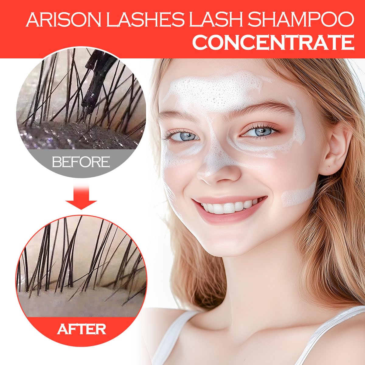 ARISON LASHES Lash Shampoo Concentrate for Lash Extensions 100ML Eyelash Cleanser Concentrate Oil-Free Eyelash Extension Shampoo with Salon Home Care(Peach)-GlimoraGlow