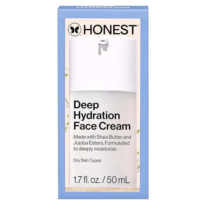 Honest Beauty Deep Hydration Face Cream for Dry Skin | Hydrates + Supports Natural Moisture Barrier | Hypoallergenic + Gentle for Sensitive Skin | 1.7 fl oz-GlimoraGlow