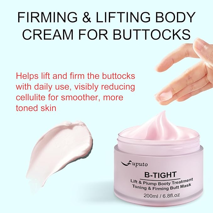 B-TIGHT Body Cream, 200ml Leave-On Booty Enhancing Mask, Firming & Moisturizing Cream, Leave-On Cellulite Mask - Improves Skin Tightness in Buttock Area, Lift sagging skin - 6.76 oz-GlimoraGlow