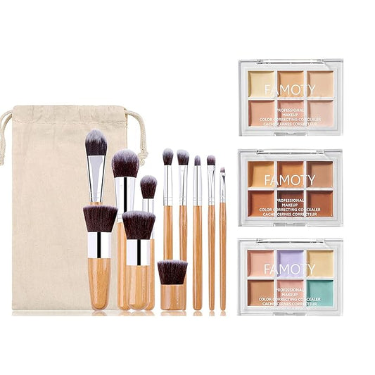 3 Pack Highlight & Contour Pro Palette, with 11 Pcs Premium Makeup Brushes, Waterproof Long-Lasting Full Face Cosmetics Cream Contour 18 Colors Full Makeup Kit for Women Birthday Gift-GlimoraGlow