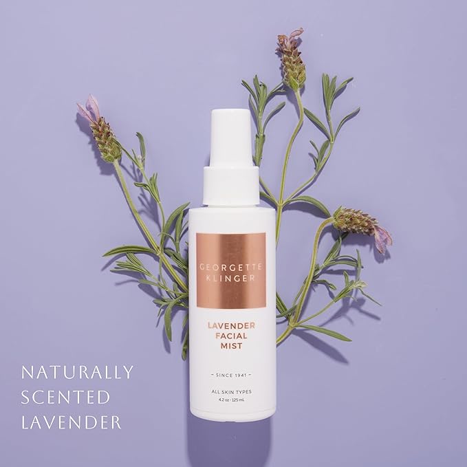 Georgette Klinger Lavender Facial Mist - Moisturizing and Long-Lasting Facial Spray with Aromatherapy, Antioxidants, and Skin-Plumping, Makeup Setting for Dewy, Hydrated Skin - 4.2 oz-GlimoraGlow