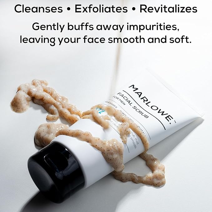 MARLOWE. Skin Care Set, No. 122 Facial Scrub 6 oz & No. 123 Facial Moisturizer 6 oz with Natural Extracts & Antioxidants, Cleanses, Exfoliates, Hydrates & Soothes-GlimoraGlow