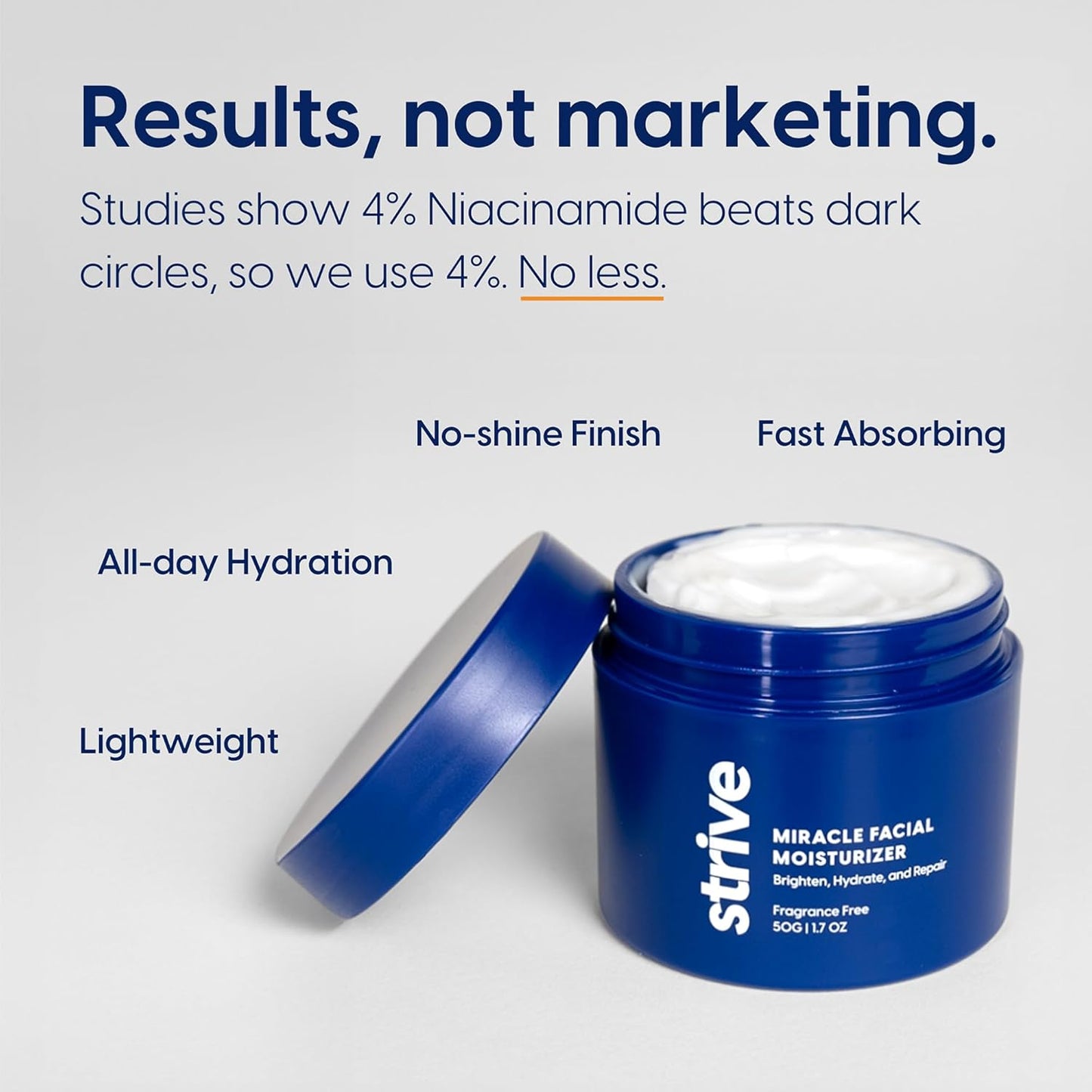 Strive Mens Face Moisturizer, Dark Circle Brightening, Anti Aging Mens Face Lotion with 4% Niacinamide+, Hyaluronic Acid & Ceramides, Hydrating Fragrance Free Skin Care Face Cream - 1.7 fl oz.-GlimoraGlow