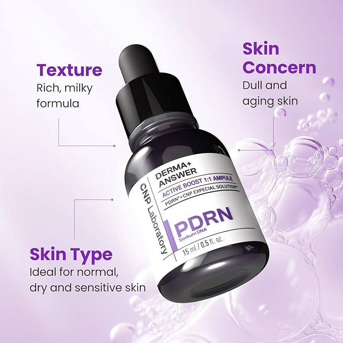 CNP PDRN Active Boost Face Serum - Smoothing Fine Lines & Wrinkle, Rejuvenating & Firming Skin, Anti-aging Booster with Collagen, Korean Skin Care, 1.01 fl. oz. (30ml)-GlimoraGlow