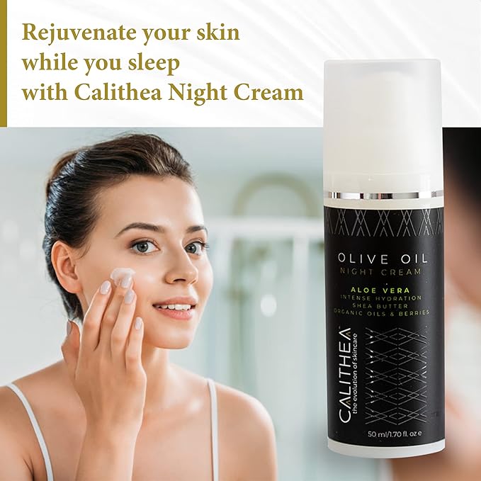 Calithea Night Cream - Moisturizing & Hydrating Face Repair Cream - Night Facial Moisturizer with Shea Butter, Elderberry, Argan Oil - Antioxidant-Rich Skin Night Cream-GlimoraGlow