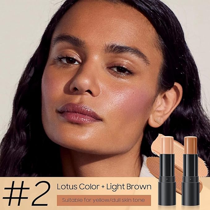 2023 Upgrade Contour Stick, 2 Colors Double-end Contour Highlighter Stick Contour Stick Face Highlighter Contour Makeup Contouring Sticks Cream Concealer (Lotus, Light Brown)-GlimoraGlow