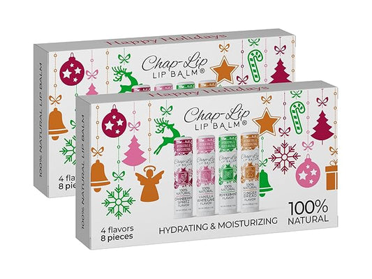 100% Natural Lip Balm Set - Beeswax Natural Christmas Gifts for Her - Lip Moisturizer for Dry Lips, Cocoa Butter - Petroleum Free, 8 Count, 2 Pack-GlimoraGlow