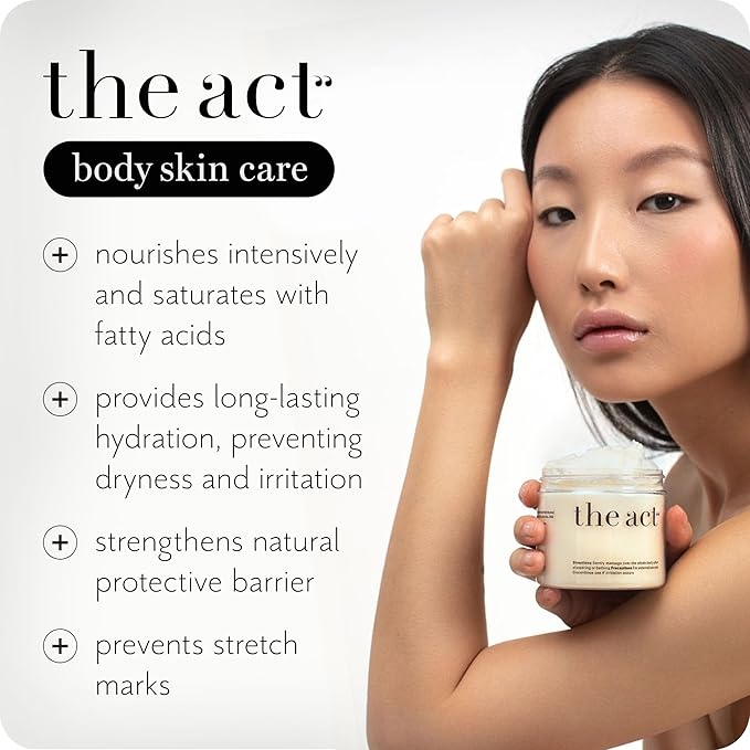 THE ACT Solid Coconut Body Butter – Organic Vegan Moisturizer with Shea & Almond Oils – Melts in Hands – Massage Balm for Dry Skin – Natural Skincare for Women & Men – 6 oz with Spatula-GlimoraGlow