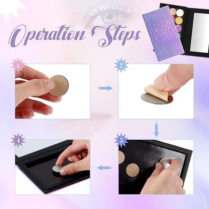 2 Pieces Magnetic Palette Mermaid Empty Palette with Mirror and 36 Pcs Adhesive Metal Empty Palette Stickers Large Mermaid Makeup Empty Palette for Eyeshadow Lipstick Blush Powder-GlimoraGlow