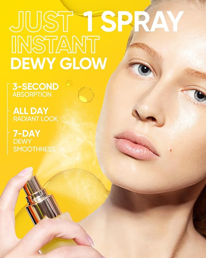 Radiance Booster Spray Serum, Vegan Skin Care, Light-weight Face Moisturizer, Glow Serum for Radiant Skin, Non Comedogenic, All In One Mist, 3.3 fl oz.-GlimoraGlow