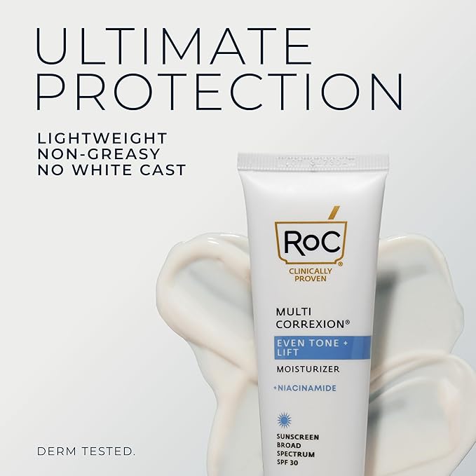 RoC Multi Correxion 5 in 1 Anti-Aging Daily Facial Moisturizer for Women and Men, Broad Spectrum SPF 30 & Shea Butter (1.7 oz) with Night Cream Packette (Packaging May Vary)-GlimoraGlow