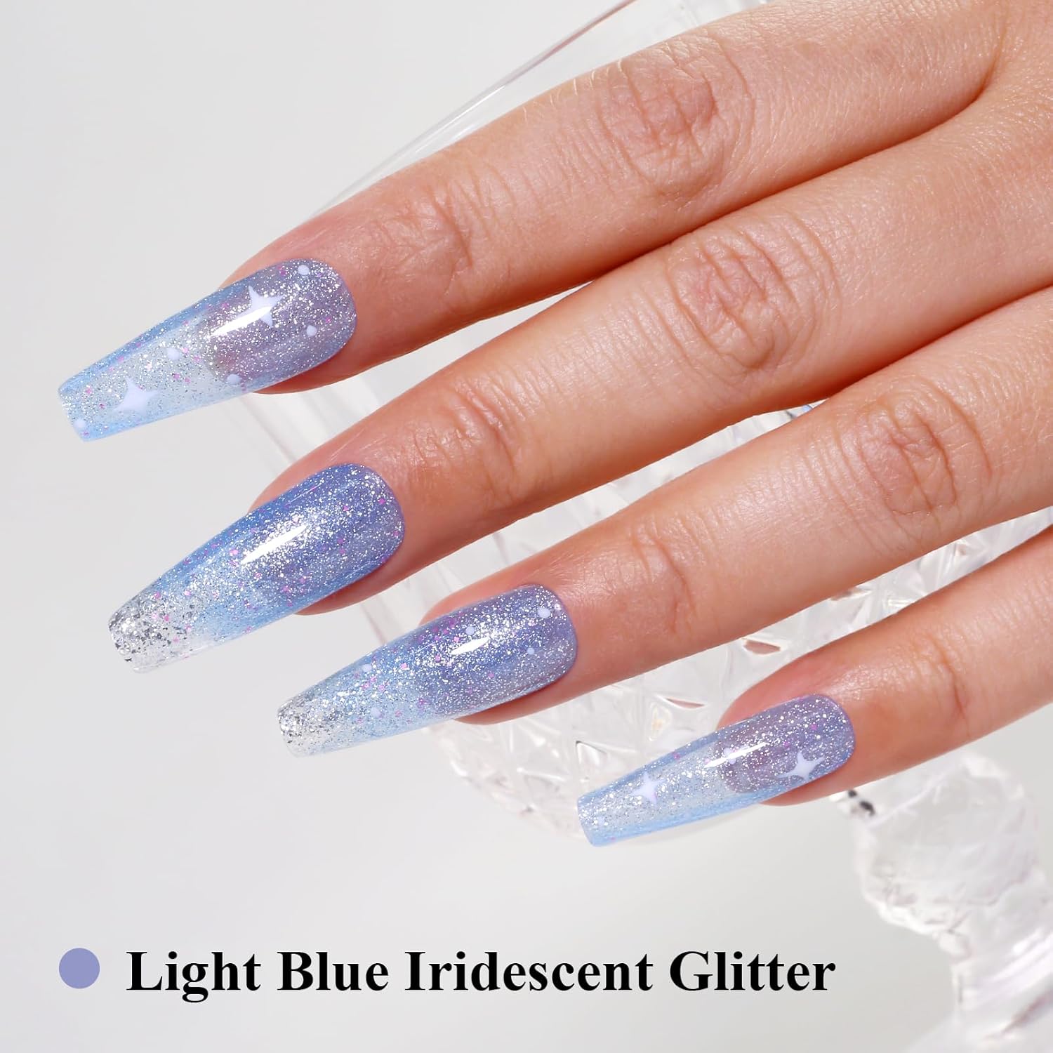 Imtiti Glitter Gel Nail Polish, Light Blue Iridescent Glitter Gel Polish Diamond Shimmer Sparkle Soak Off UV LED Nail Gel Polish Autumn Winter Gel Polish Manicure Gel Nail Kit 10ML-GlimoraGlow