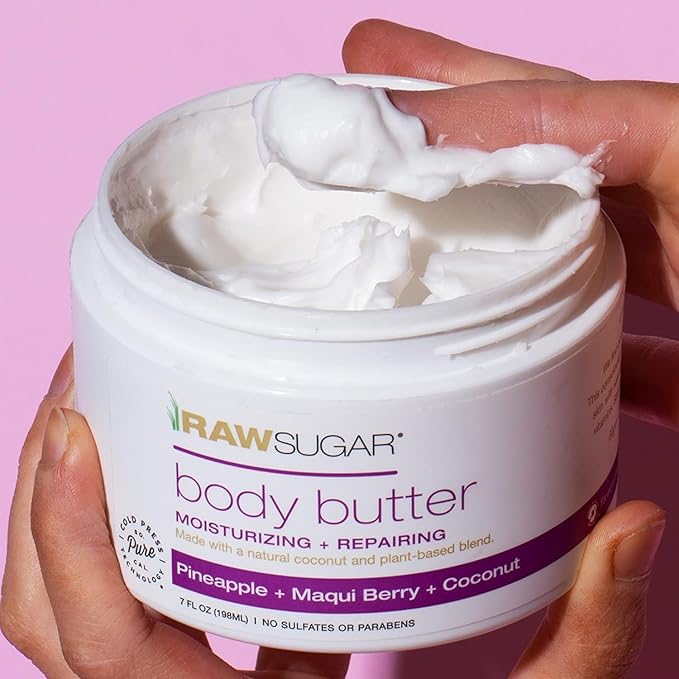 Raw Sugar Pineapple + Maqui Berry + Coconut Hand Soap, Body Scrub & Body Butter Bundle, Body Care for Dry Skin, Exfoliate and Moisturize, Hand Wash + Body Care - Formulated without Sulates and Paraben-GlimoraGlow