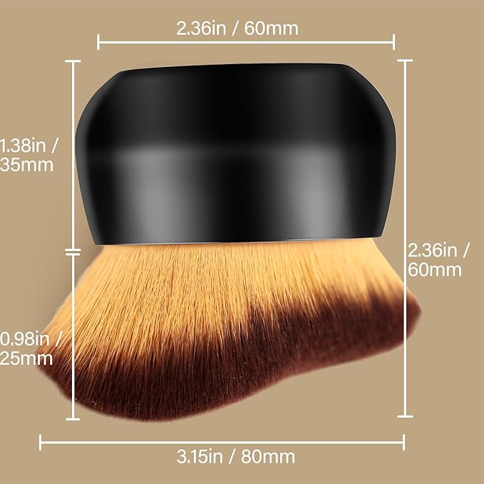 Extra Large Body Makeup Brush For Self Tanner, Leg Makeup &Bronzer Blend,75 mm Wide-headed Kabuki Brush Provides More Even& Pretty Application, Sunscreen Face& Back Makeup Brush, Wet& Dry Use- Black-GlimoraGlow