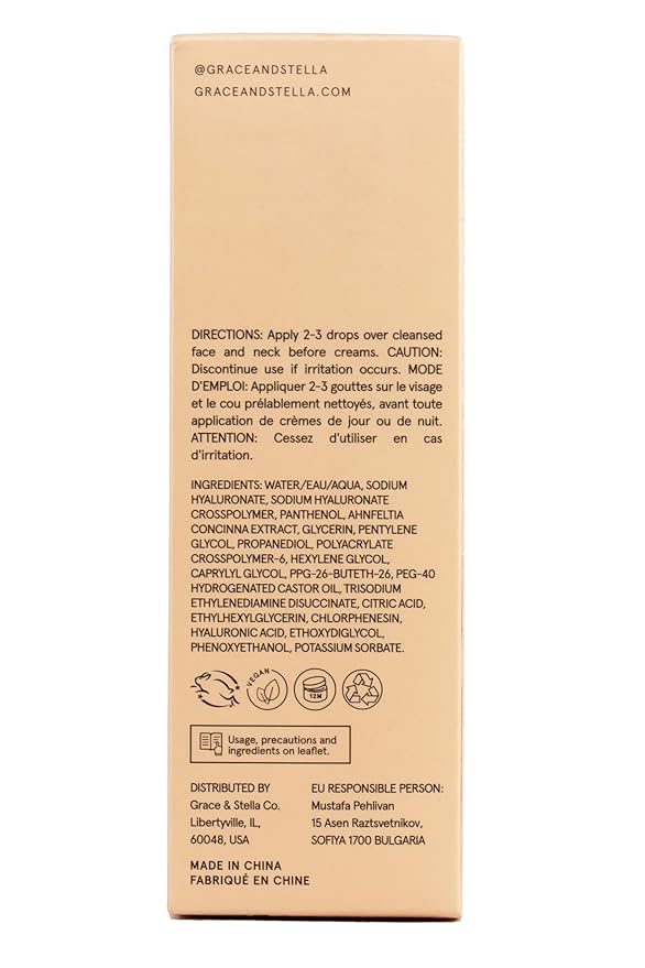 grace & stella Award Winning Hyaluronic Acid Serum (30ml/1 fl oz) Hydrating Hyaluronic Acid Serum for Face - Acido Hialuronico for Women - Remove Fine Lines, Wrinkles, Anti Aging - Vegan Skincare-GlimoraGlow
