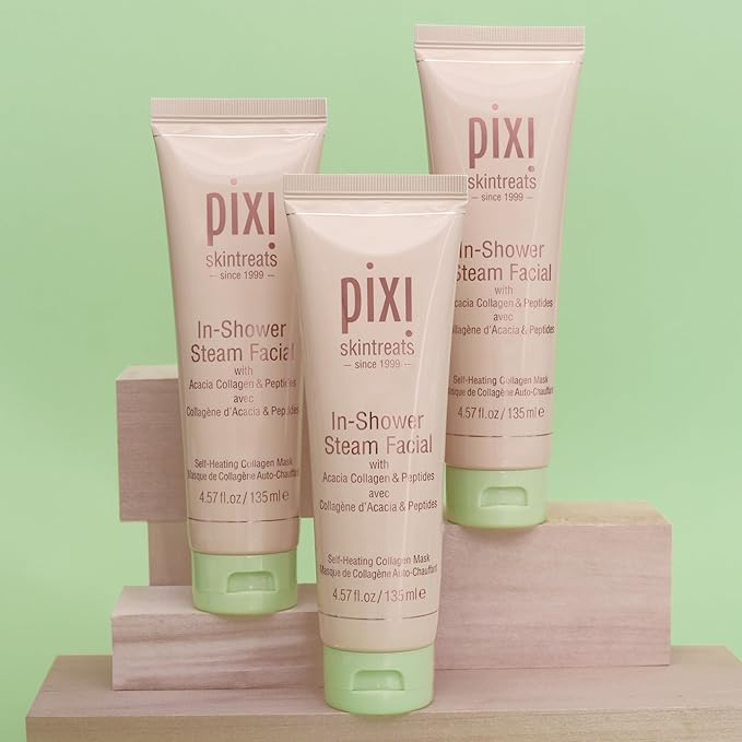 Pixi In-Shower Steam Facial | Gel-to Oil Cleanser for Radiant Skin | Deeply Nourishes, Softens & Tones | Self-heating for Use in Shower or Bath | 4.6 fl oz/ 135 ml-GlimoraGlow