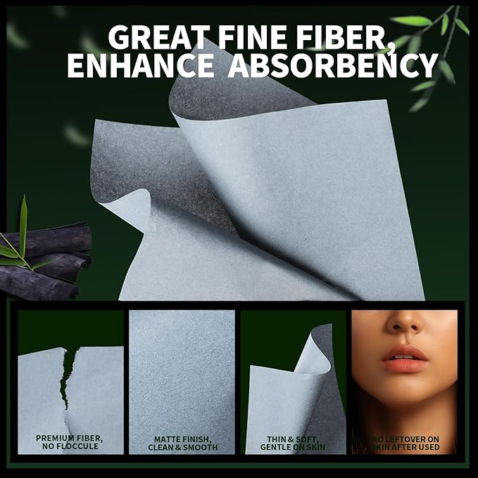 1200PCS Blotting Paper for Oily Skin, Natural Bamboo Charcoal Blotting Paper, 100 * 70MM Large Oil Blotting Sheets for Face, Makeup-GlimoraGlow