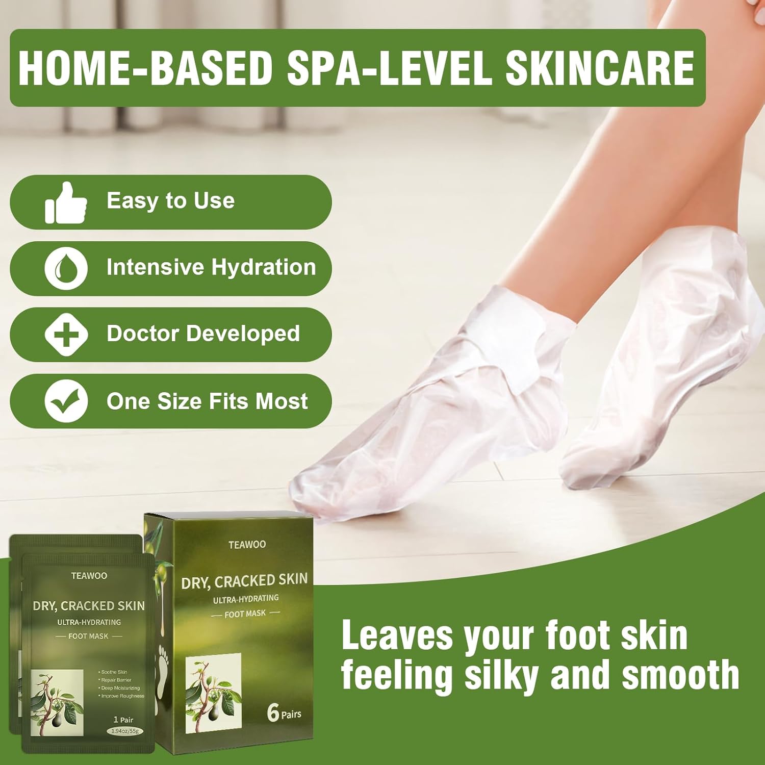 18 Pairs Moisturizing Foot Masks with Shea Butter, Jojoba Oil, Vitamin E & Urea, Intensely Hydrating Foot Mask For Dry Cracked Feet, Moisturizing Socks for Cracked Heel Treatment-GlimoraGlow