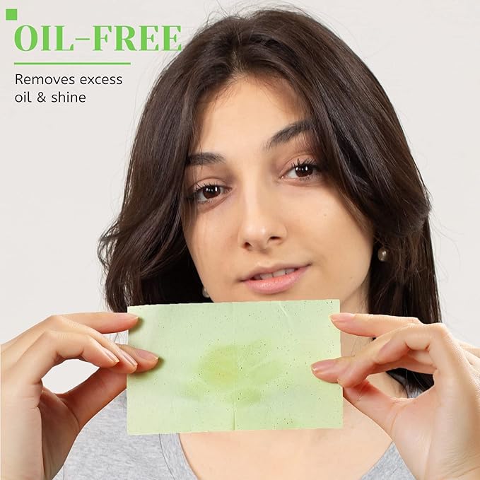 Oil Blotting Sheets for Face - Green Tea,26% Larger,6pk/600 Natural Blotting Paper for Oily Skin,Makeup Friendly Oil Absorbing Sheets,Easy To Grab One-GlimoraGlow