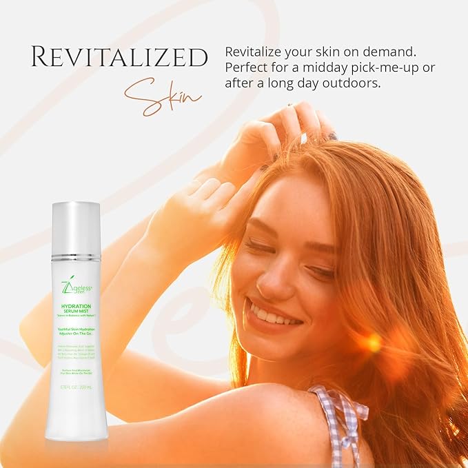 Hydrating Serum Mist (6.26 + 1.35) FL OZ - (Comes with Refill) - Improves Tone & Texture – Calms, hydrates, refreshes Sensitive Skin - Hyaluronic Acid Serum, E Vitamins - Anti-Wrinkle-GlimoraGlow