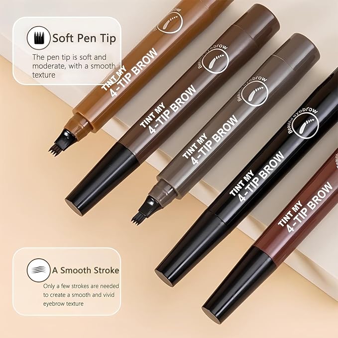 2025 Upgraded Magic Eyebrow Pencil for Women, Long-Lasting Ultra-Fine Tip Waterproof Eye Brow Pencils with 4 Fork, Smudge-Proof Natural Brow Makeup for Women - Light Brown-GlimoraGlow